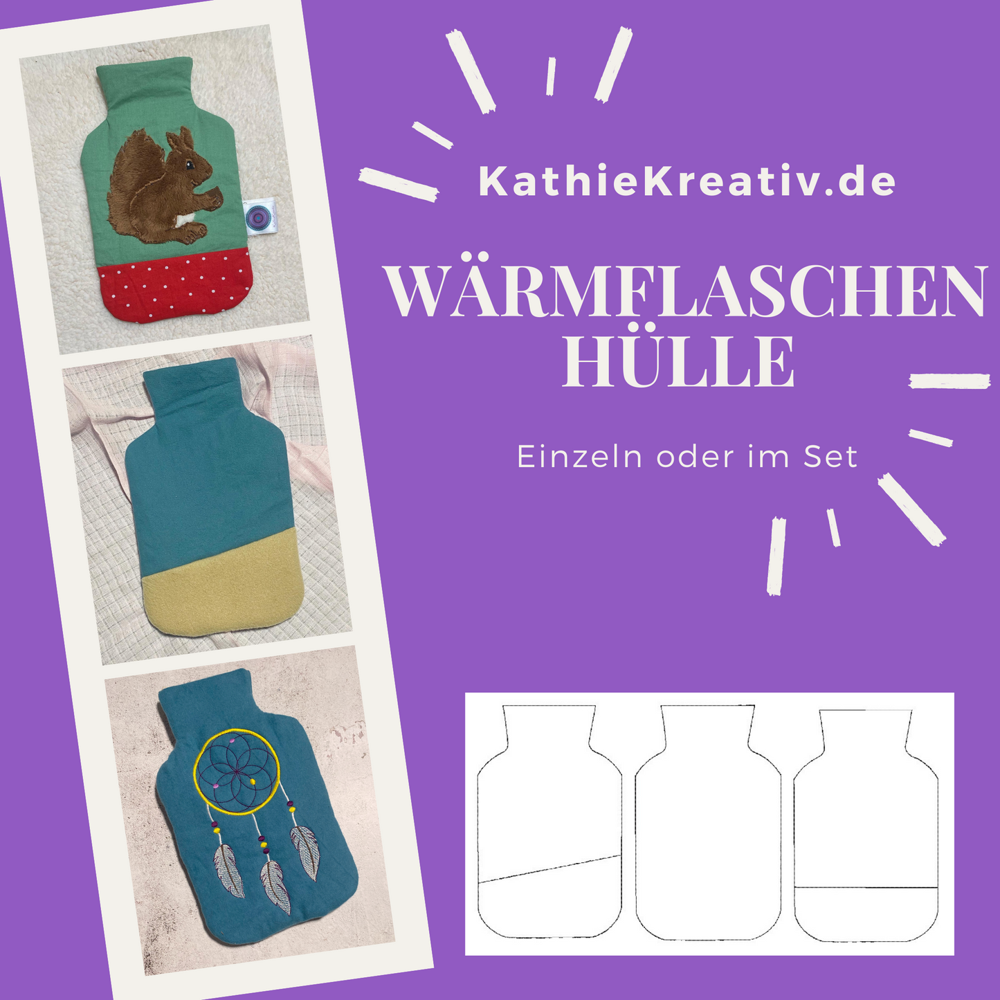 SD: (SET) 3x WärmflaschenHülle Blanko ITH 30er